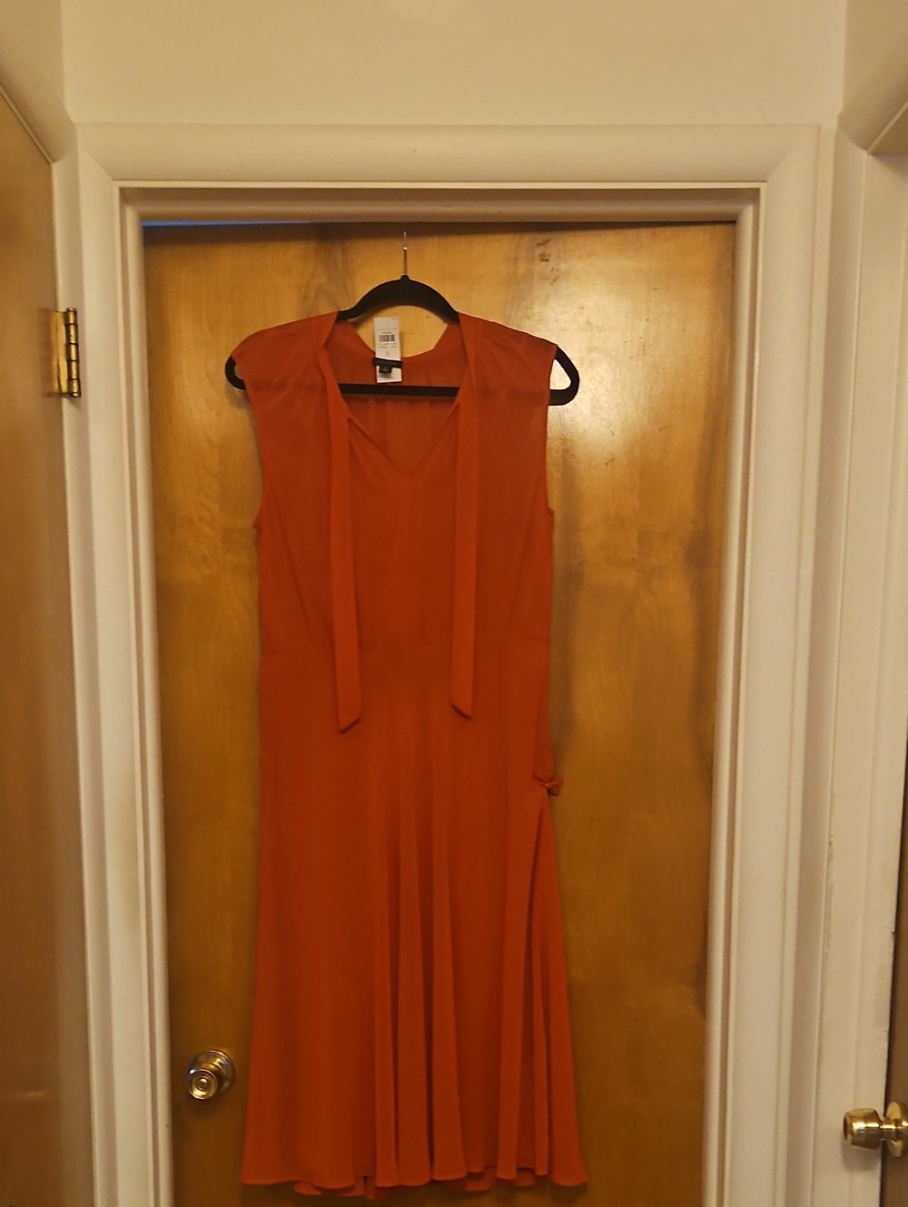 Ann Taylor Sleeveless Midi Dress in Rust Orange